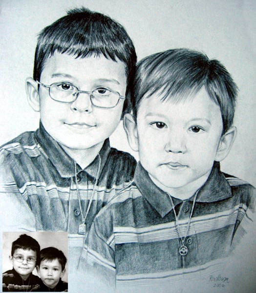 Portrétování - Dvojportrét tužkou - portret-tuzkou-kluci.jpg